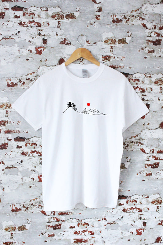 Japanese Zen Scene T-shirt, 100% cotton, multiple sizes available for adults and kids, perfect item for gift, zen buddhism, mindfulness gift