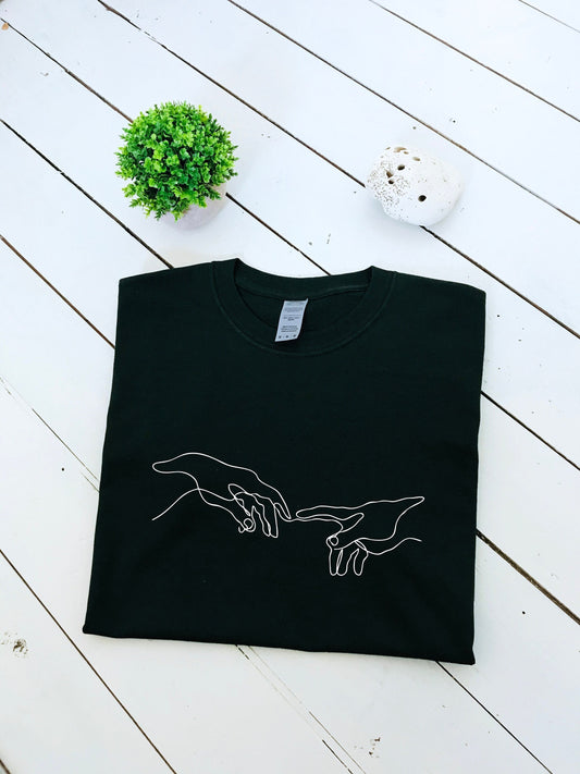 Creation of Adam art print cotton T-shirt with size variations, multiple colour tees, 100 % cotton, art, adult and kid's sizes, womens tops