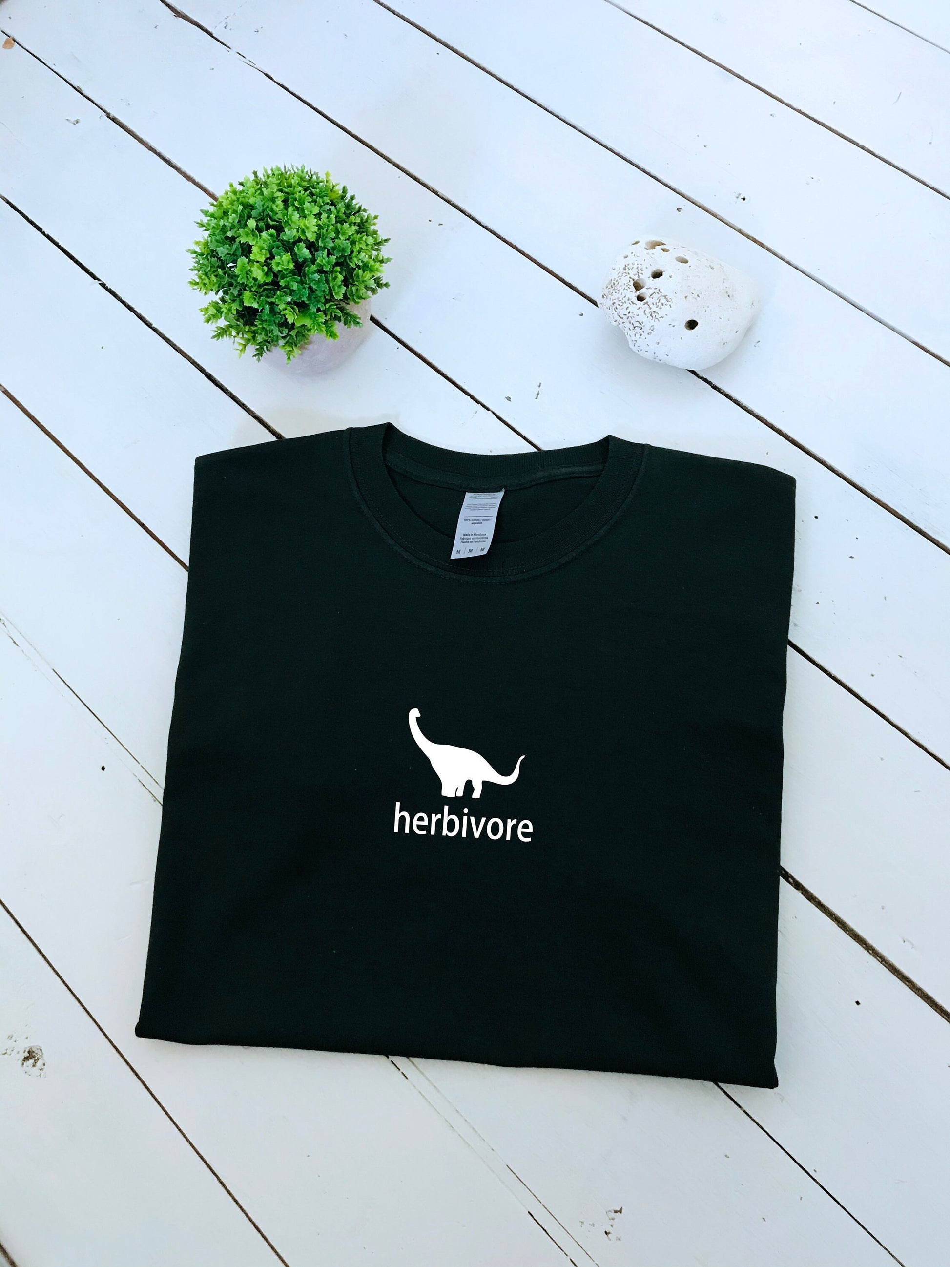 Herbivore Dino print T-shirt, 100% cotton, multiple sizes & colours available, mens and womens tops, vegan, plant, perfect Christmas gift