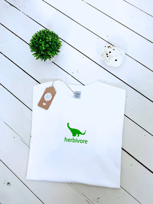 Herbivore Dino print T-shirt, 100% cotton, multiple sizes & colours available, mens and womens tops, vegan, plant, perfect Christmas gift
