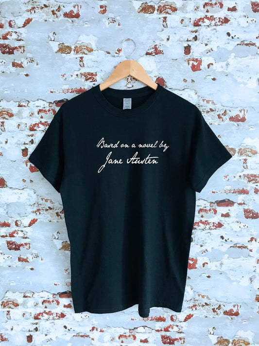 Based on a novel by Jane Austen slogan printed T-shirt, Jane Austin, Pemberley, book gift, multiple sizes and colours, mens & womens top