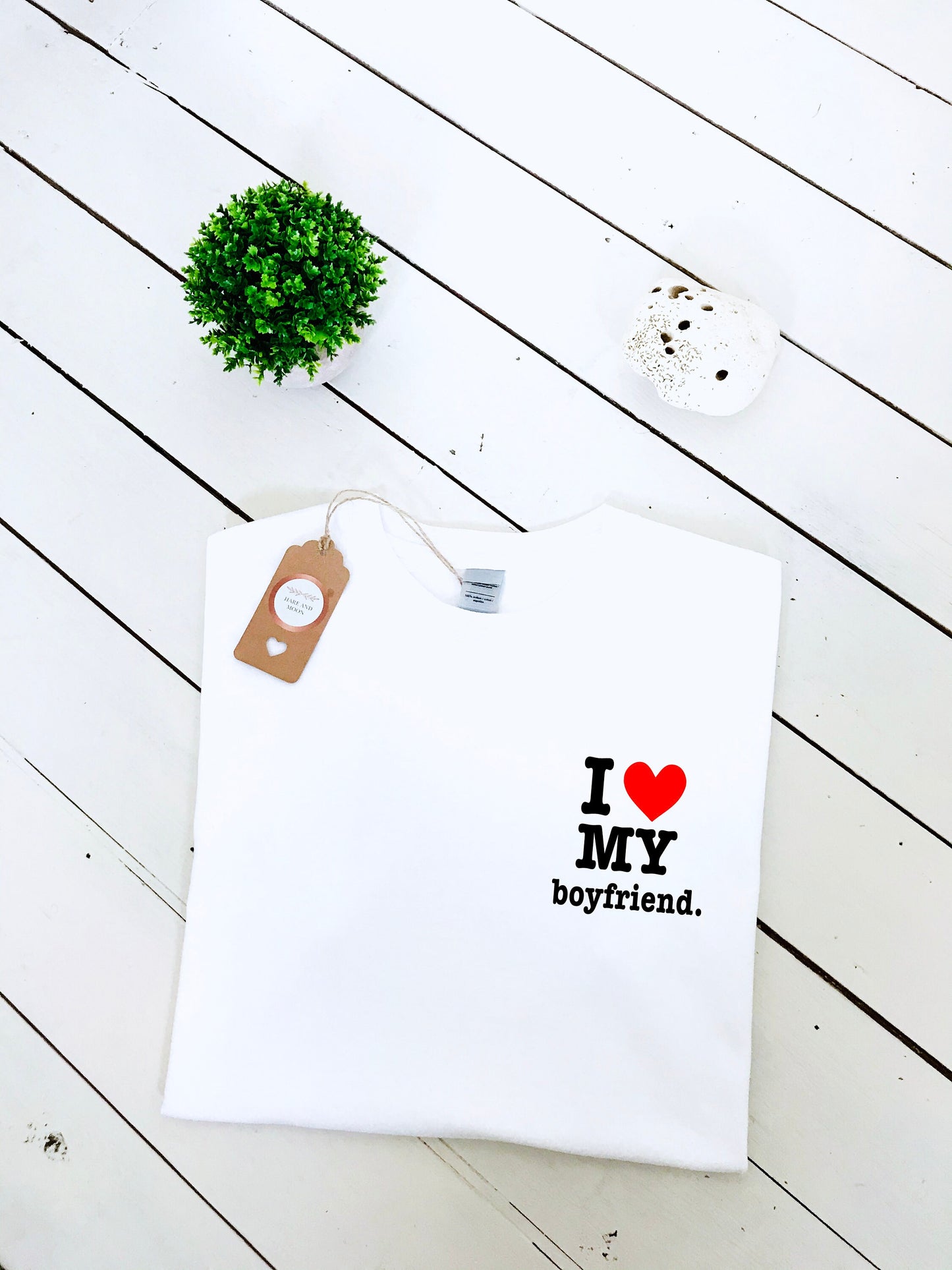I Love my Boyfriend print T-shirt, loveheart, girlfriend and boyfriend, valentine's day gift, unisex, multiple colours and sizes