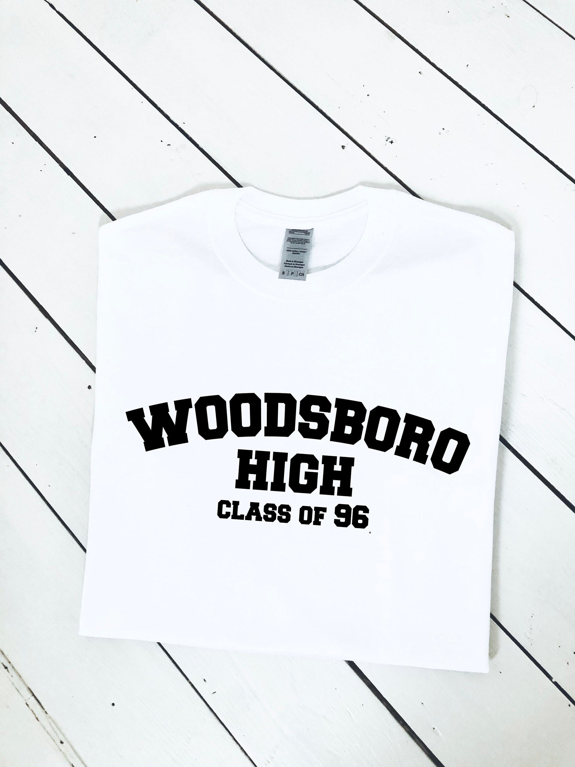 Scream Highschool Woodsboro High Class of 96 print unisex T-shirt, ghostface, halloween clothing, horror, halloween costume, adult sizes,