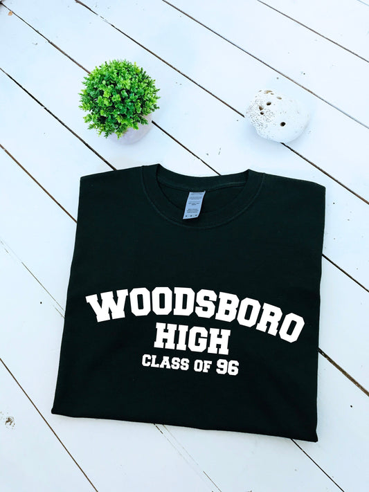 Scream Highschool Woodsboro High Class of 96 print unisex T-shirt, ghostface, halloween clothing, horror, halloween costume, adult sizes,