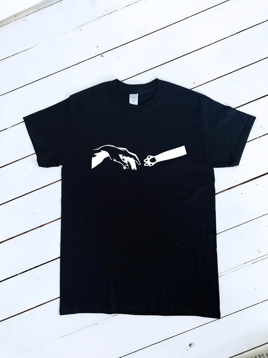 Creation of a pet lover T-shirt, multiple sizes and colour shirts avialable, cats & dogs, creation of Adam, cat lover, dog lover, pet gift