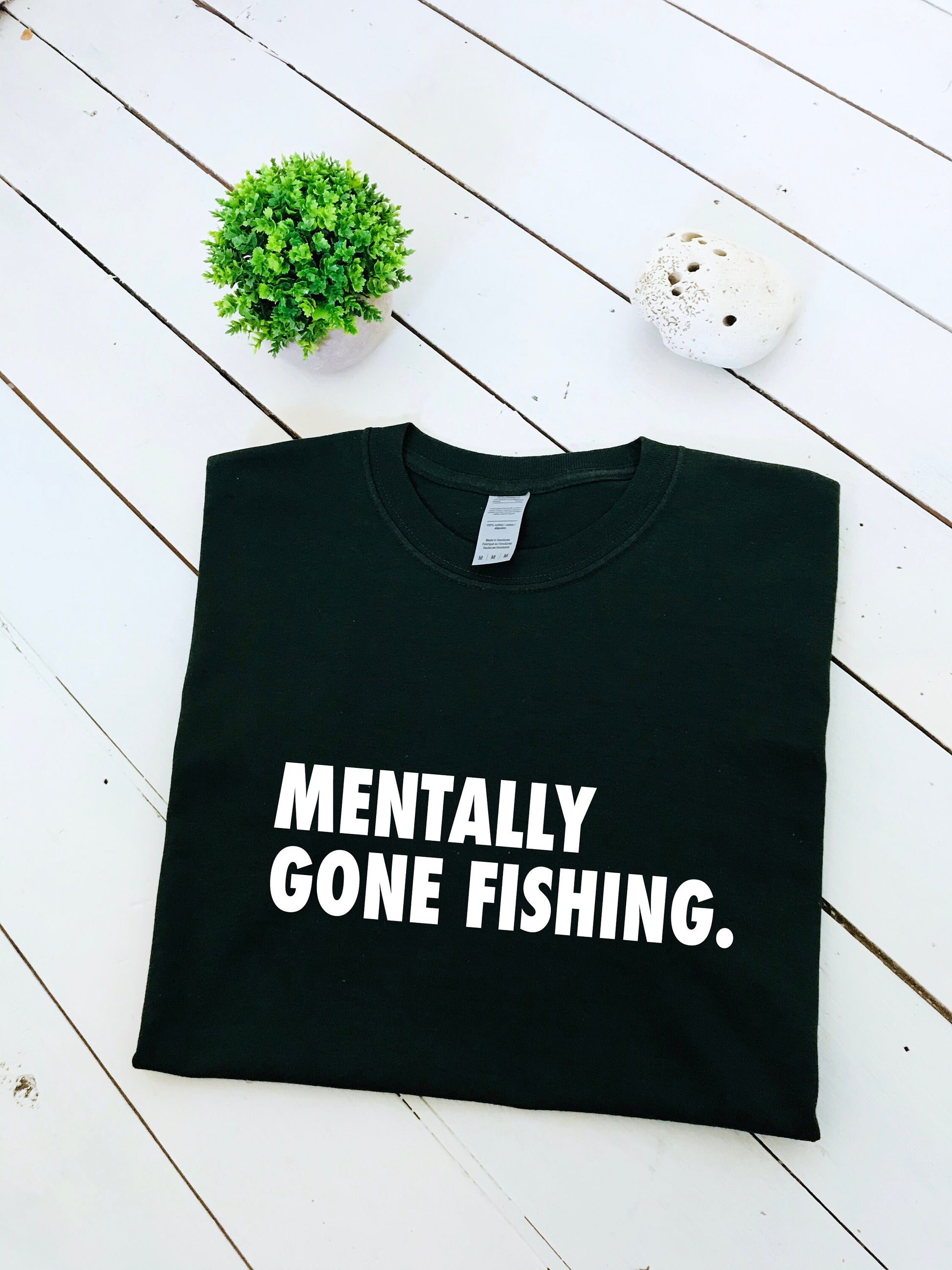 Mentally Gone Fishing slogan print T-shirt, unisex, multiple colours and sizes, funny t-shirt, fishing, gift for him, gift for her, angling