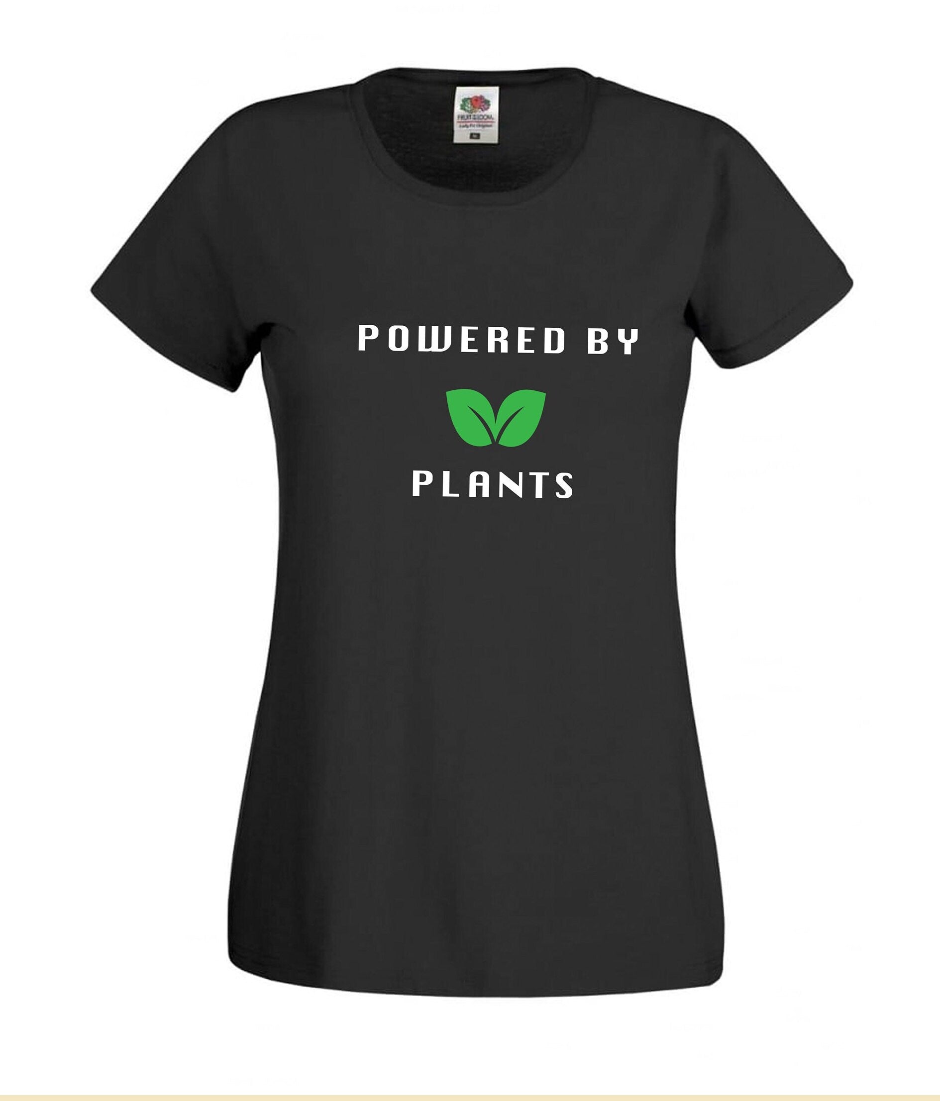 Powered by plants printed T-shirt, multiple sizes and colours, mens & womens top, animal rights, go vegan, plants are friends, plant gift