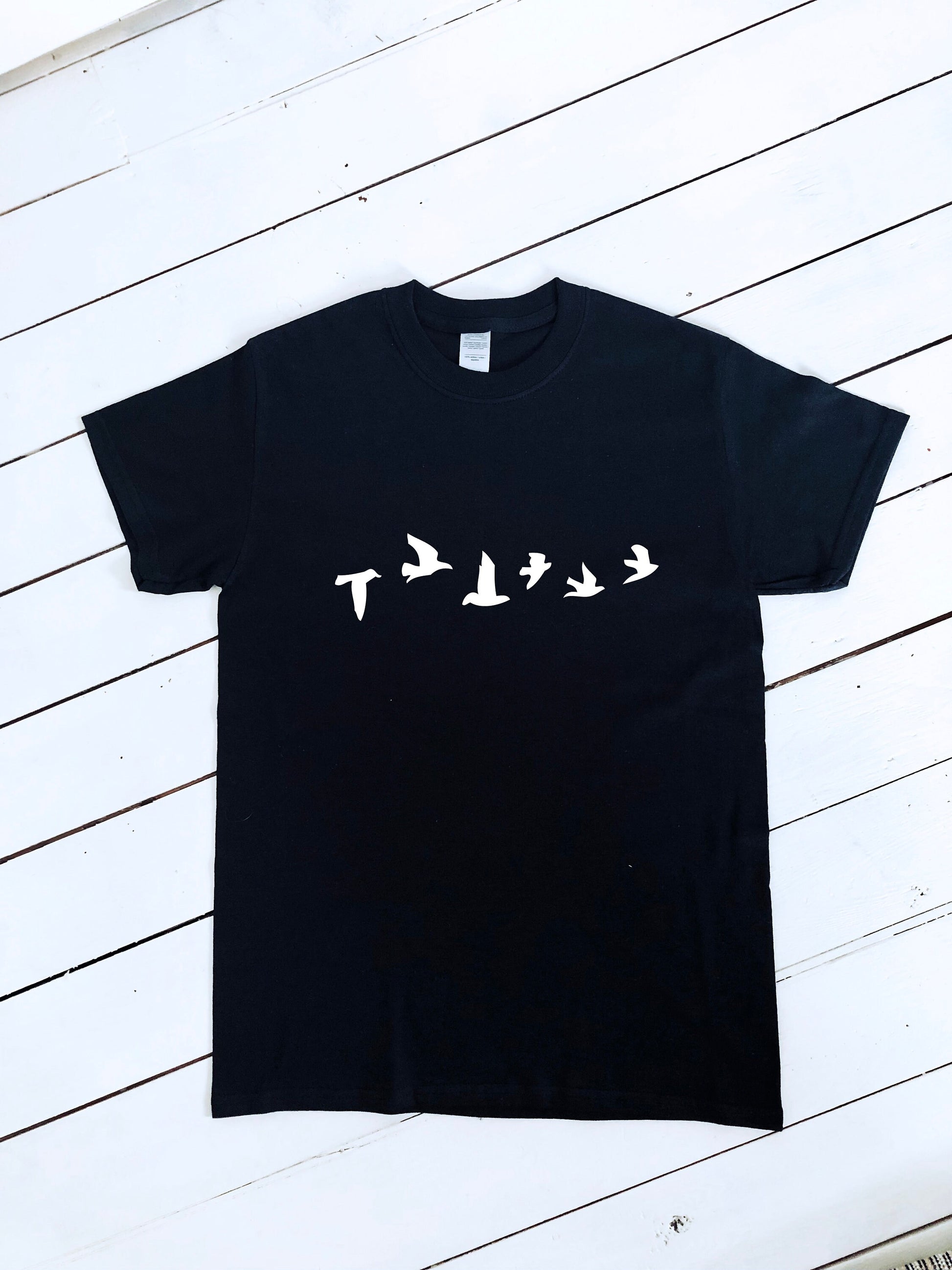 Bird flock printed T-shirt, unisex, mens & womens tops, multple sizes and colours, birdwatcher, birds, wildlife, animals, twitchers t-shirt