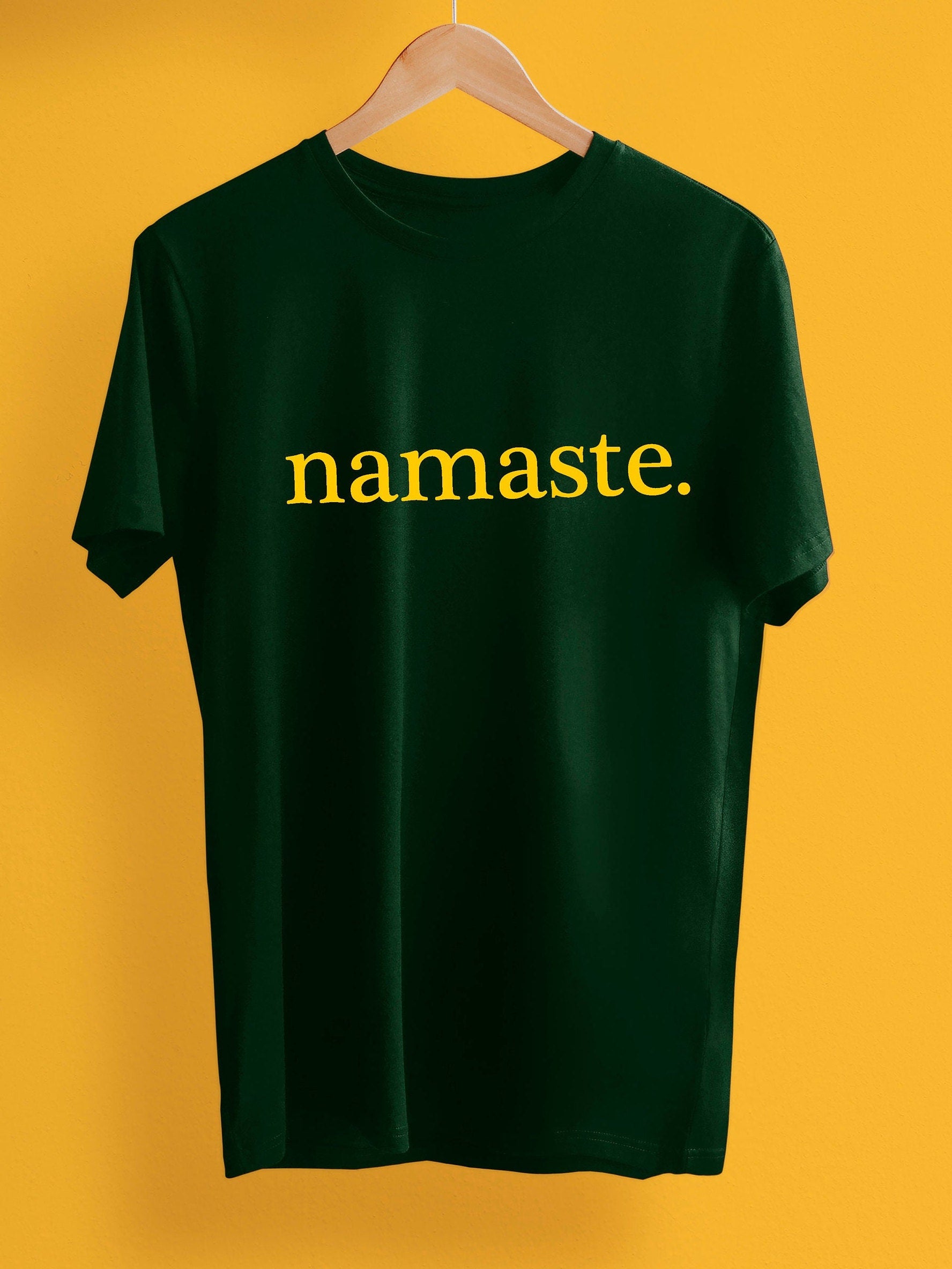 Namaste print T-shirt with size variations, unisex, 100 % cotton, unisex & ladies sizes available, Zen, yoga, mindfulness, feel good shirt