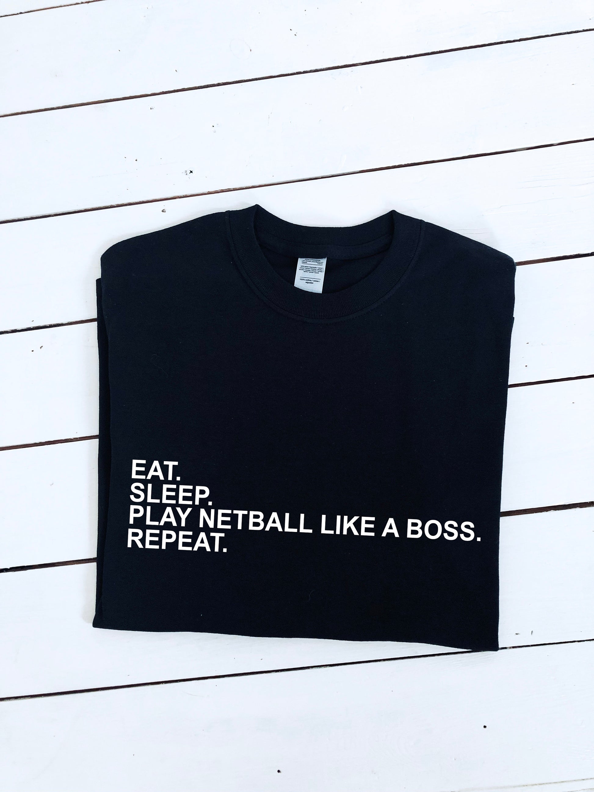 Play Netball like a boss & repeat print T-shirt, unisex, multiple sizes and colours, mens and womens top