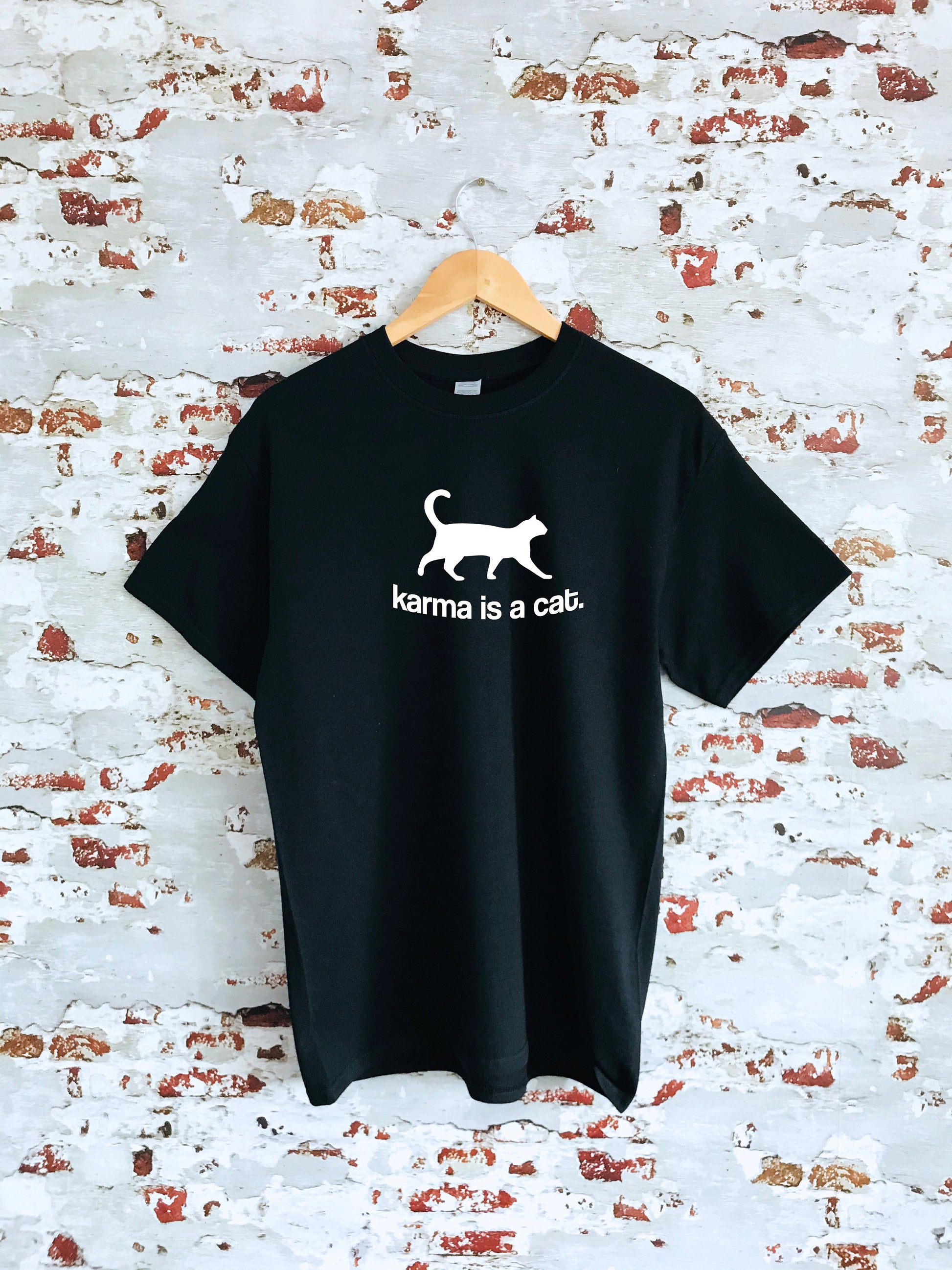 Karma is a cat print T-shirt, unisex item, ladies and kids sizes available, cats, cats lover, cute tee, mindfulness, insta shirt