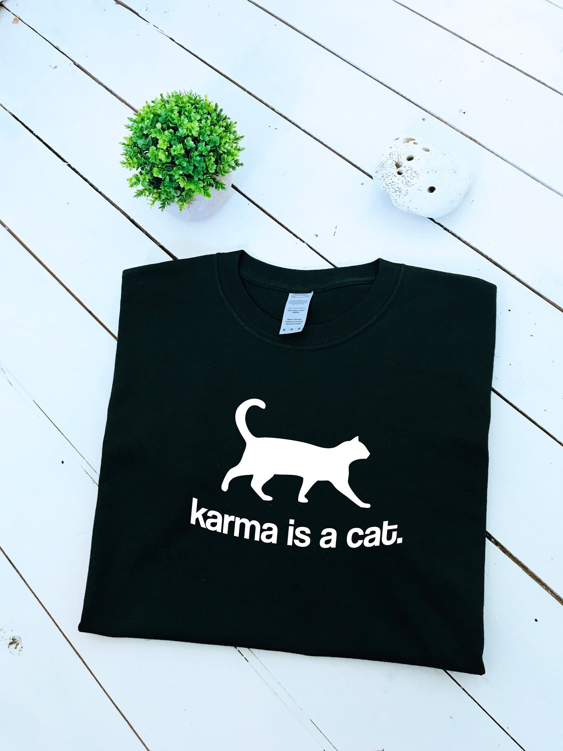 Karma is a cat print T-shirt, unisex item, ladies and kids sizes available, cats, cats lover, cute tee, mindfulness, insta shirt