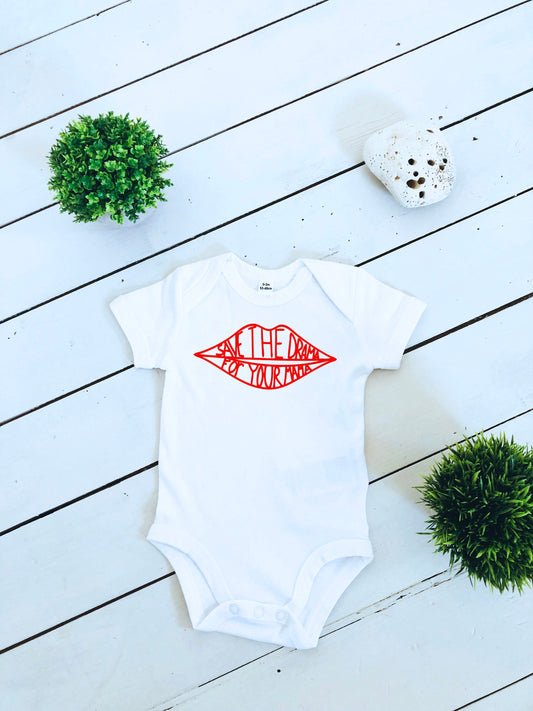Save the Drama baby bodysuit, print design, 100% cotton, multiple sizes and colours available, perfect item for newborn, friends