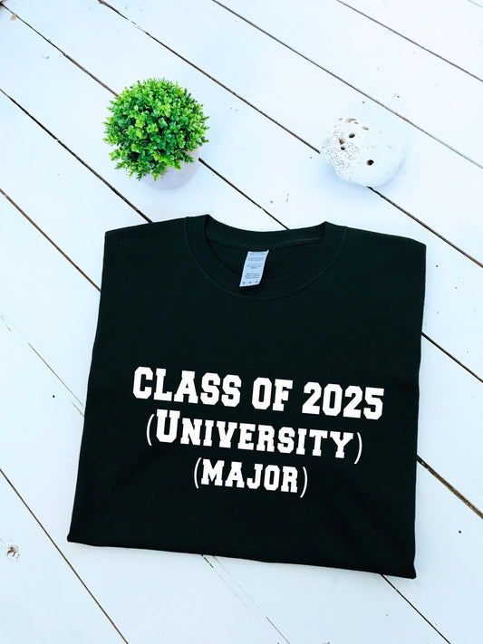 Custom Graduation T-shirt, choose your text, mens & womens tees, multiple sizes and colours, design your tshirt, class of 2025, university