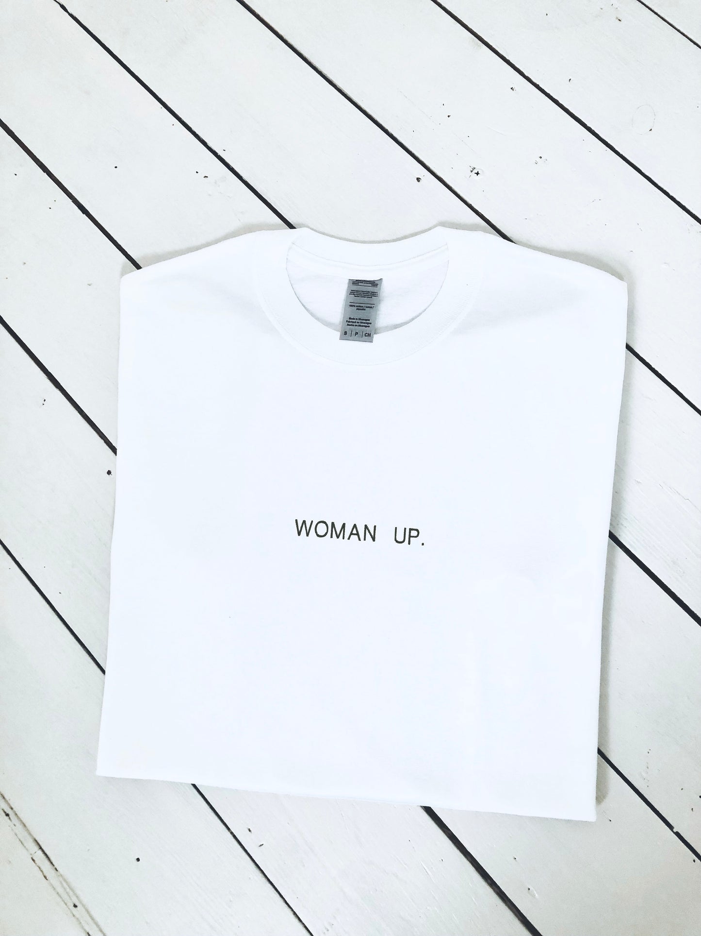WOMAN UP embroidery T-shirt, multiple sizes and colours, mens & womens top, feminist tee