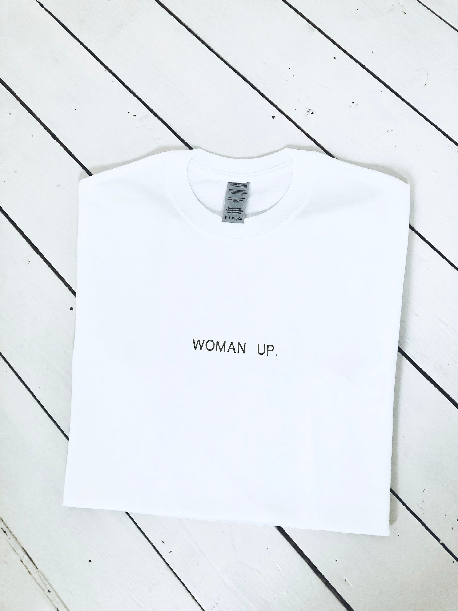 WOMAN UP embroidery T-shirt, multiple sizes and colours, mens & womens top, feminist tee