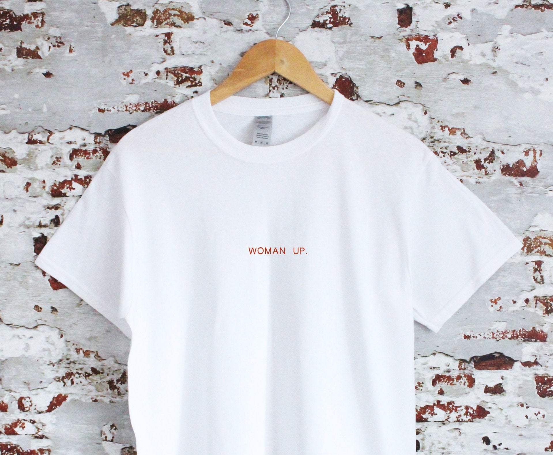WOMAN UP embroidery T-shirt, multiple sizes and colours, mens & womens top, feminist tee