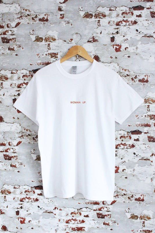 WOMAN UP embroidery T-shirt, multiple sizes and colours, mens & womens top, feminist tee