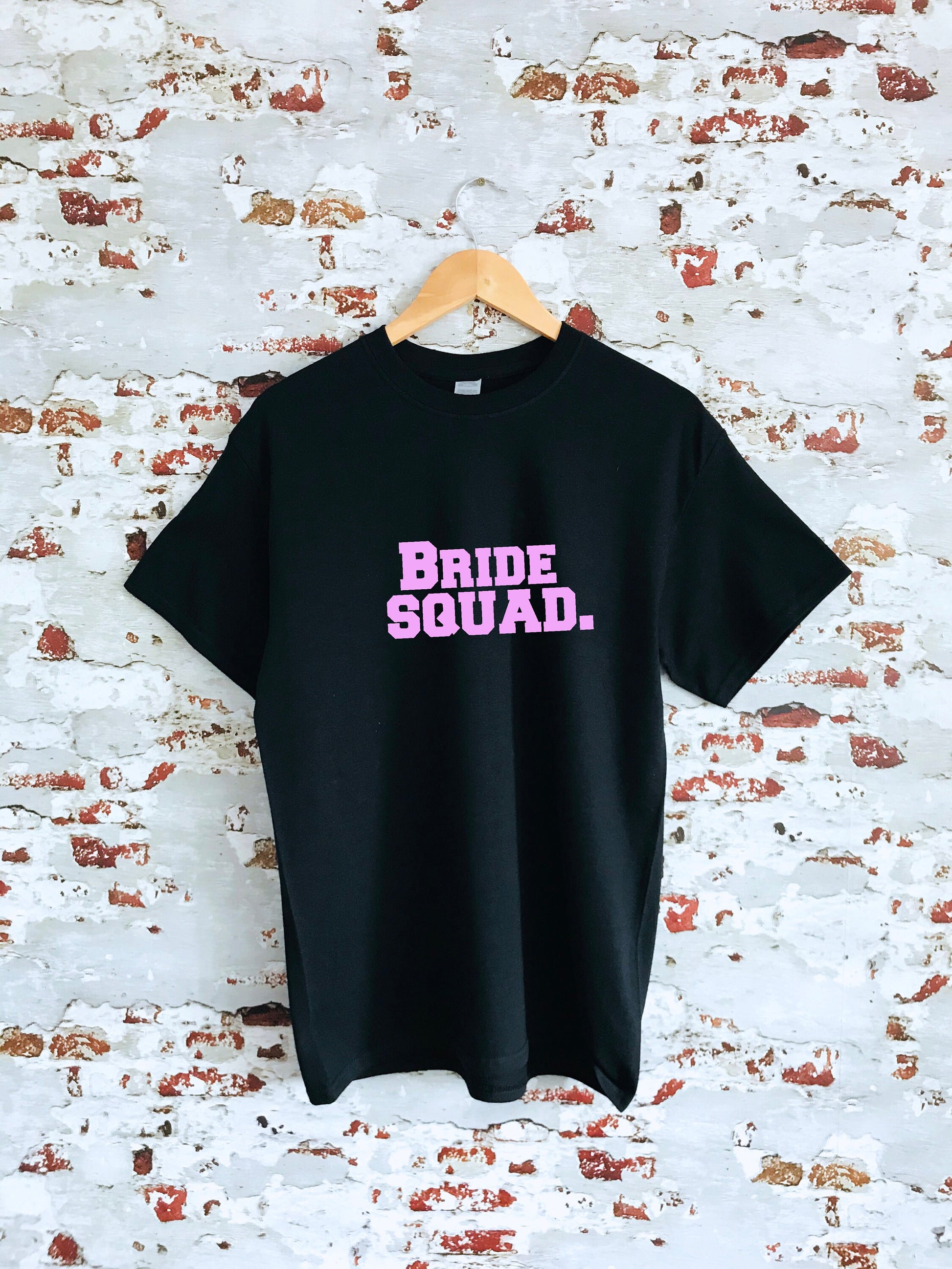Bride Squad slogan print T-shirt, Unisex and ladies sizes avialable, 100% cotton, multiple colours, hen do, wedding gift, party tee