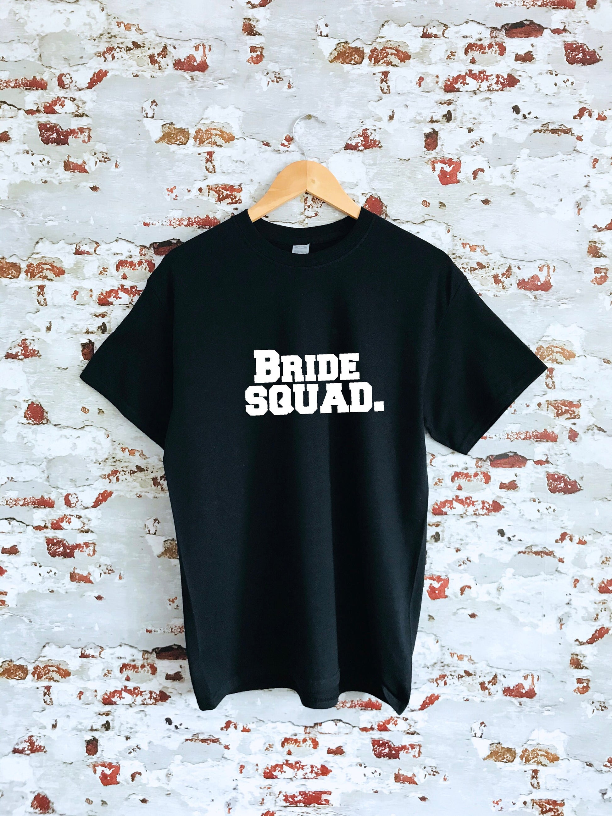 Bride Squad slogan print T-shirt, Unisex and ladies sizes avialable, 100% cotton, multiple colours, hen do, wedding gift, party tee