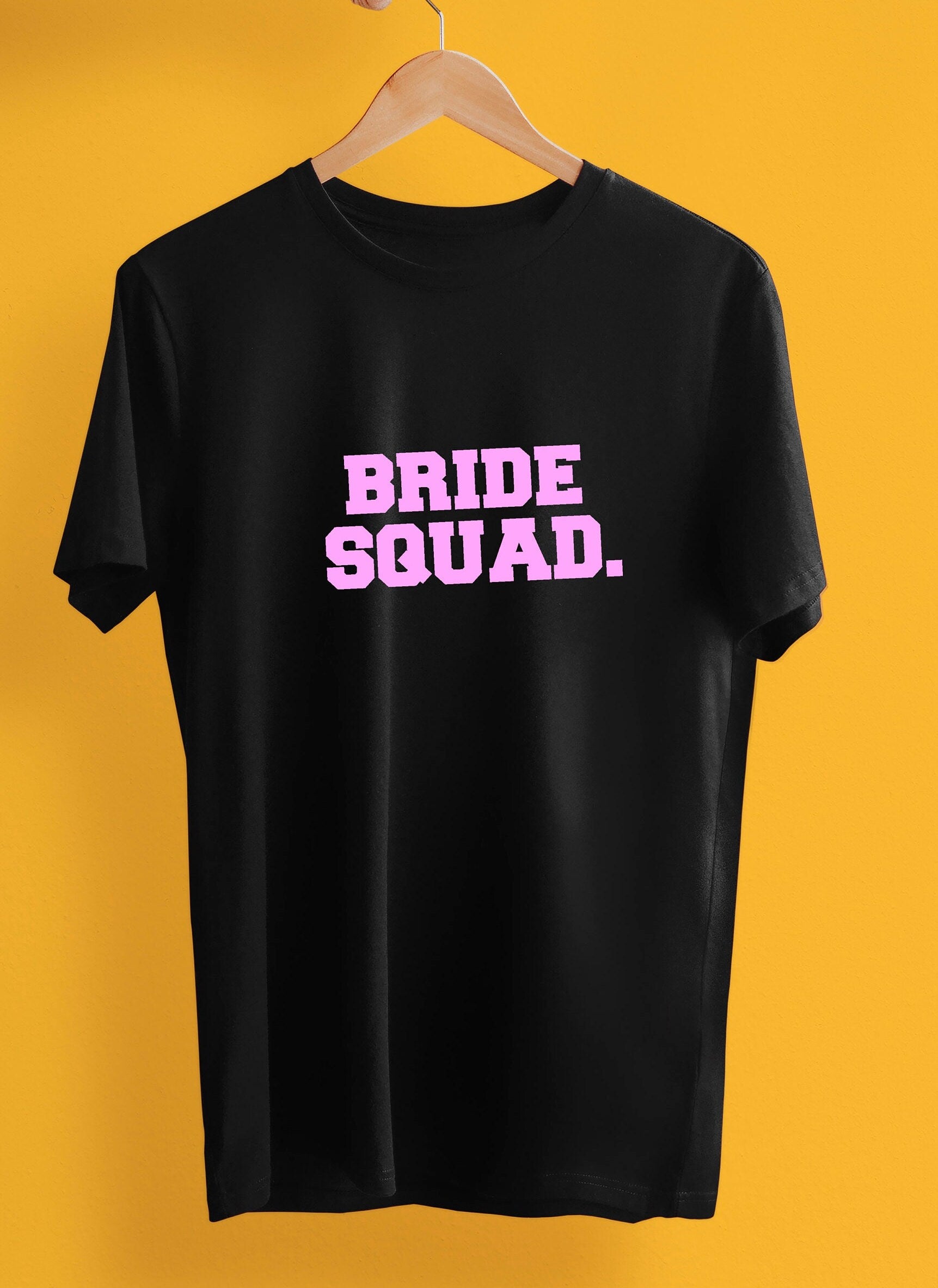 Bride Squad slogan print T-shirt, Unisex and ladies sizes avialable, 100% cotton, multiple colours, hen do, wedding gift, party tee
