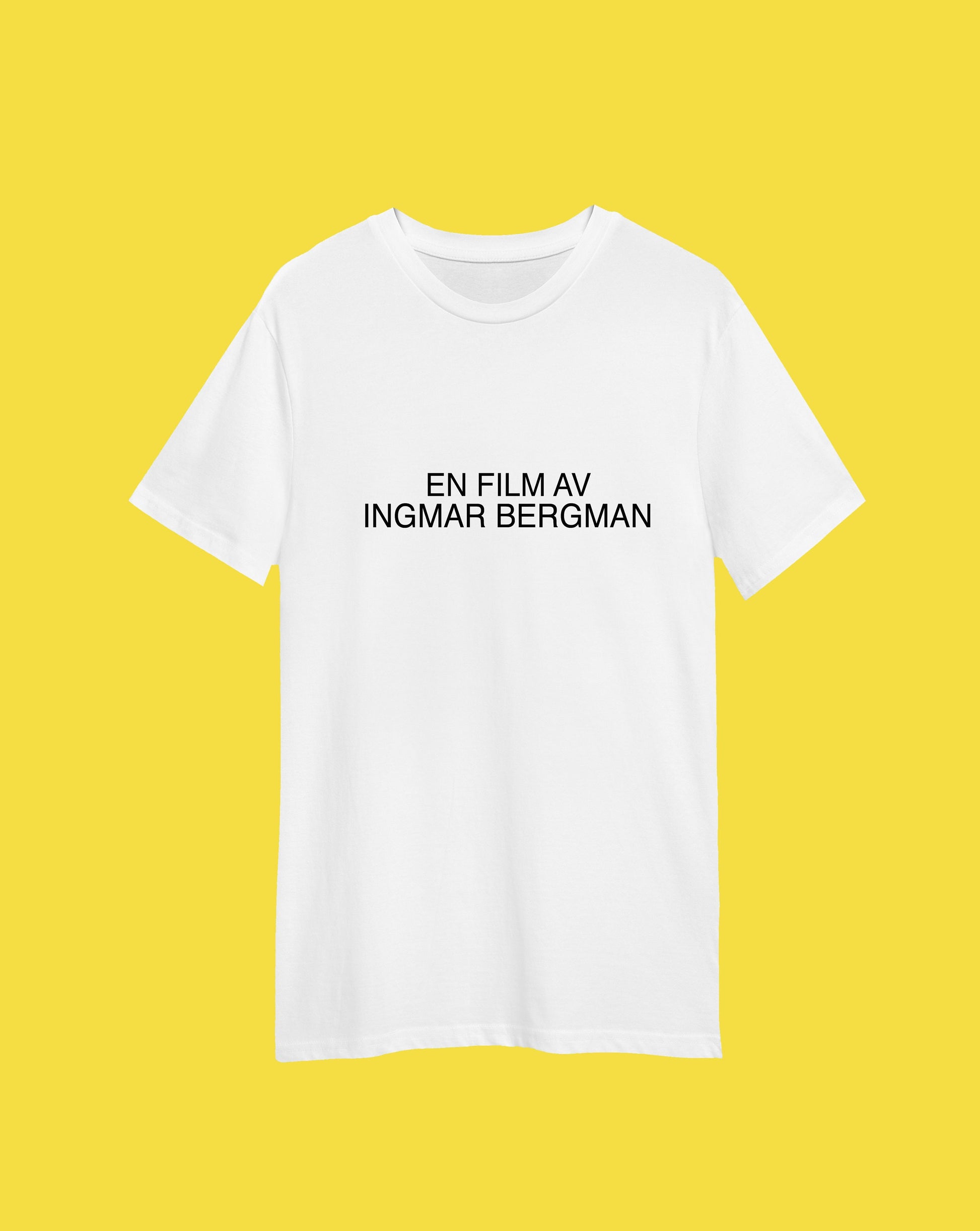 En Film Av Ingmar Bergman t-shirt, Written and directed by, movie gift idea, multiple colours and sizes, unisex and ladies tees, fan gift