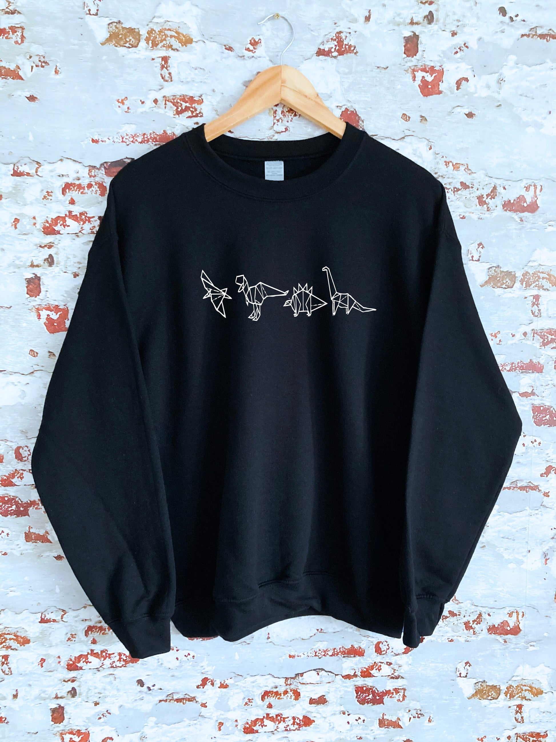 Dino Origami adult sweatshirt, multiple sizes and colours, super soft, paleontology, jurassic, perfect item for gift, or treat yourself:)