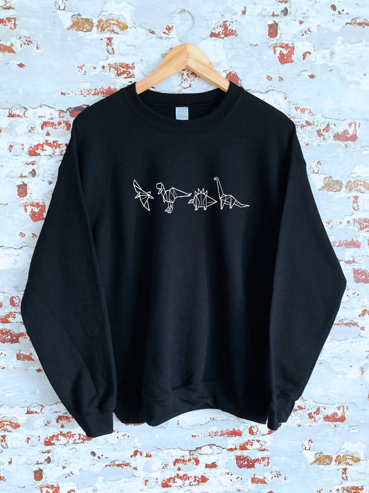 Dino Origami adult sweatshirt, multiple sizes and colours, super soft, paleontology, jurassic, perfect item for gift, or treat yourself:)